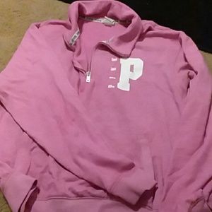 Pink half zip pull over